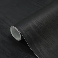 Brico Zelfklevend Behang - Vinyl - Zwart - Zwart Houtlook - Houtlook - Legno Nero - 122Cmx10M- Vinylbehang